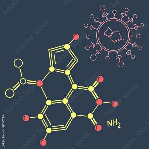 Molecular Structure and Virus Illustration: Scientific Medical Diagram