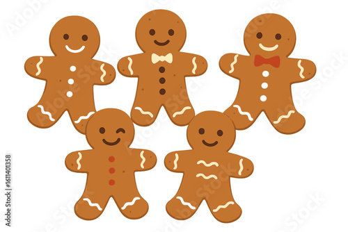 Vector illustration of a gingerbread family with a Christmas theme