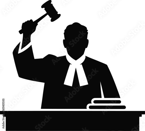 Judge Icon – Courtroom Gavel Law Justice Silhouette Illustration