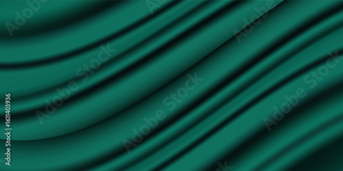 Dark teal emerald green silk satin. Shiny smooth fabric