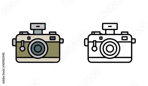 Retro Camera Illustration A Classic Look at Photography in Color and Outline