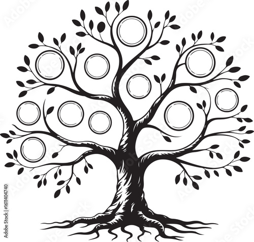 Family Tree Vector Illustration for Genealogy and Ancestry Projects