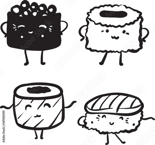 Cute sushi character japanese cuisine	