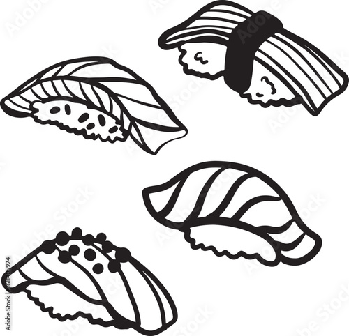 Cute sushi character japanese cuisine	