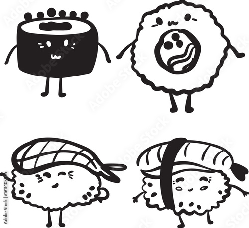 Cute sushi character japanese cuisine	