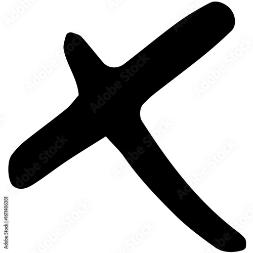 Dynamic Hand-Drawn Black X Mark Symbolizing Cancellation, Negation, or Incorrectness for Modern Interface Design, Error Indications, and Abstract Graphic Concepts