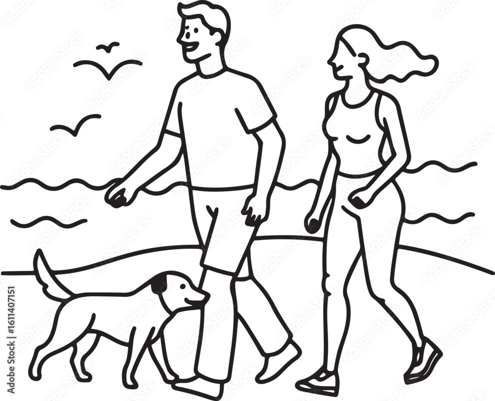 man and woman walking man and woman walking