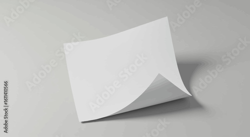 Minimalist blank paper sheet mockup with curled corner for various designs
