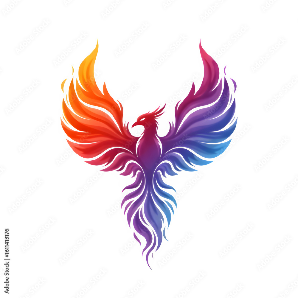 Fototapeta premium Angel Wings Vector Rainbow Phoenix in transparent background