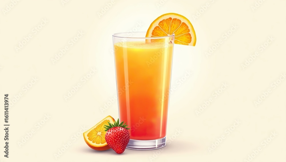 Fototapeta premium glass of orange juice with lemon