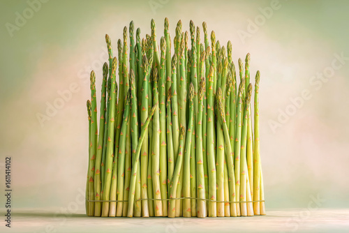 organic green asparagus isolated on pastel background