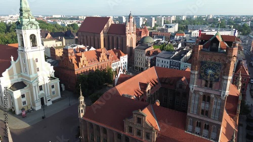 Aerial view of historical center of medieval city Torun