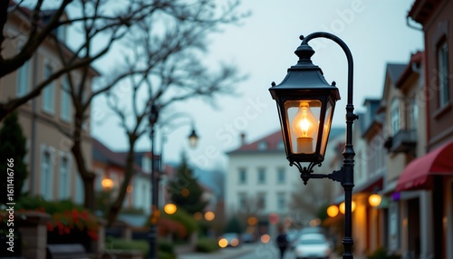 Fototapeta Naklejka Na Ścianę i Meble -  a tranquil nighttime scene in a small town or neighborhood