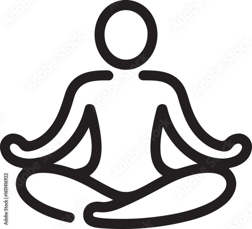 Meditation Pose Vector Illustration of Relaxed Figure in Lotus Position
