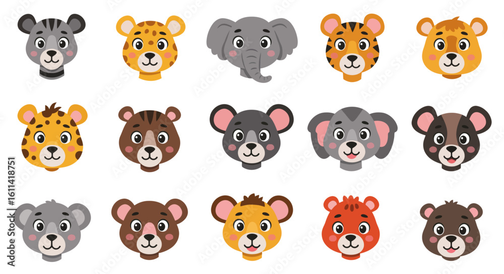 Obraz premium Cute Cartoon Animals Vector Set