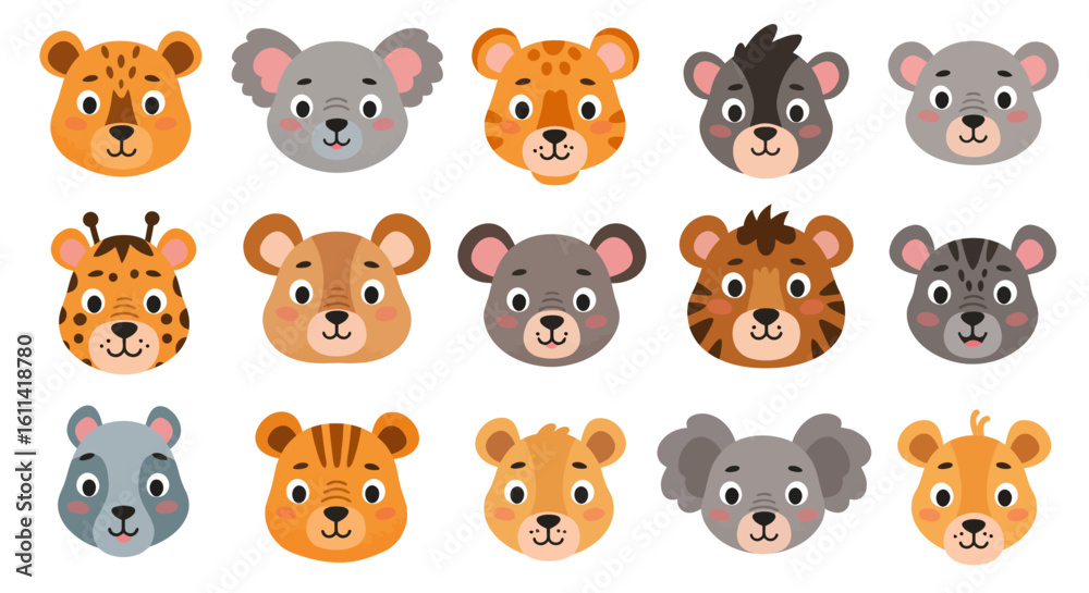 Obraz premium Cute Cartoon Animals Vector Set