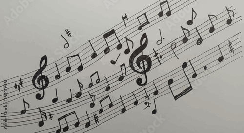 Hand-drawn musical score illustration featuring treble clef and notes arrangement