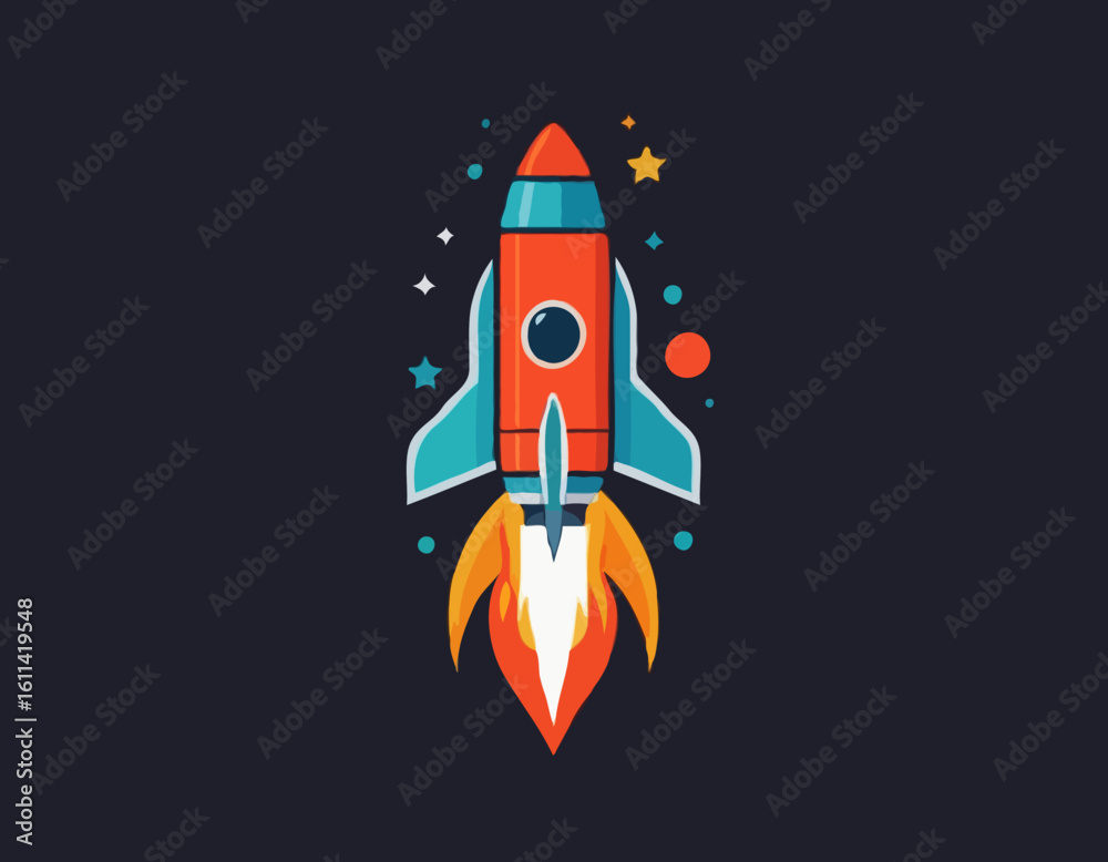 Rocket Vector Illustration – Flat Style Space Launch Icon Rocket Vector Illustration – Flat Style Space Launch Icon