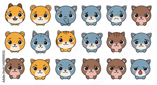 Cute Cartoon Animals Vector Set