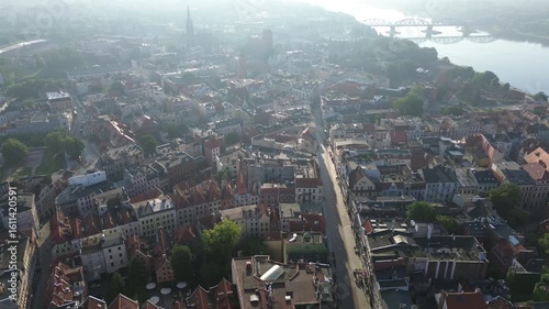 Aerial view of historical center of medieval city Torun