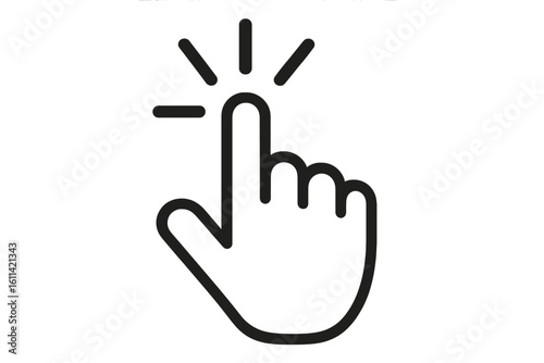 Hand cursor clicking icon. Pointer finger press or tap gesture. Computer mouse symbol for website, UI, app button. Click here concept. Vector illustration on isolated background.