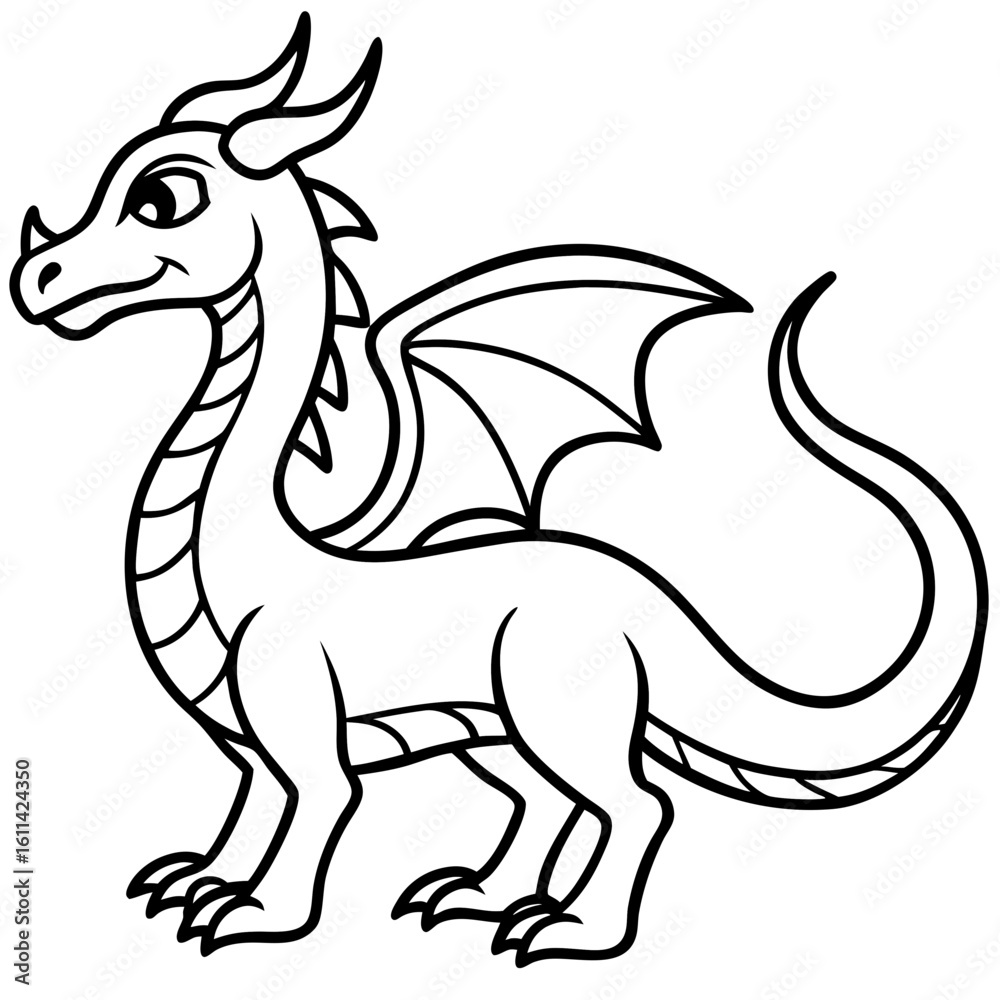 Fototapeta premium Dragon line art vector
