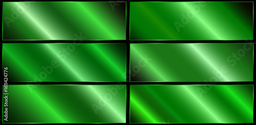 Metallic green gradient collection Bright vector Green gradient background set