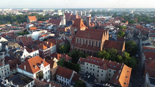 Aerial view of historical center of medieval city Torun