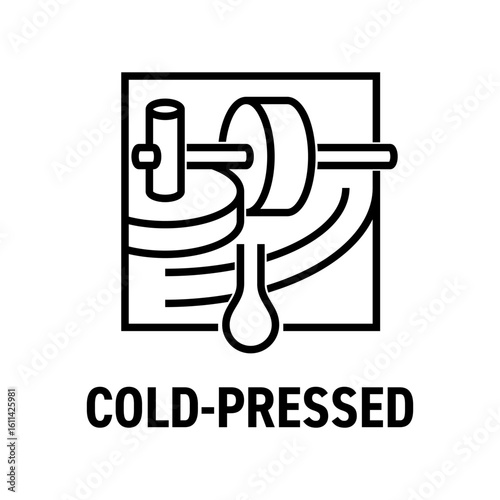 Cold press extractor icon for oilseed processing, in bold line