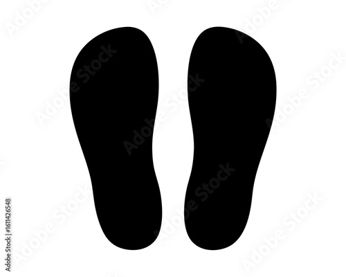Two black foot prints on white background signifying the presence of someone