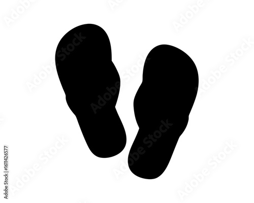 Black silhouette of flip flops on a white background, vector illustration