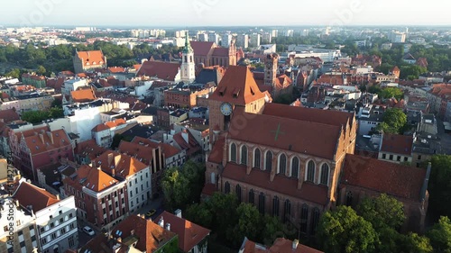 Aerial view of historical center of medieval city Torun