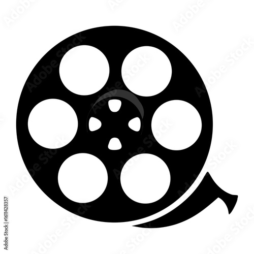 Classic film reel spool silhouette a cinematic symbol for movie production and entertainment