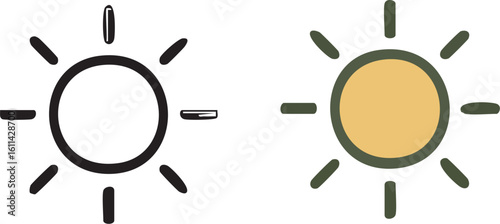 Sun Icon Set Light and Dark.