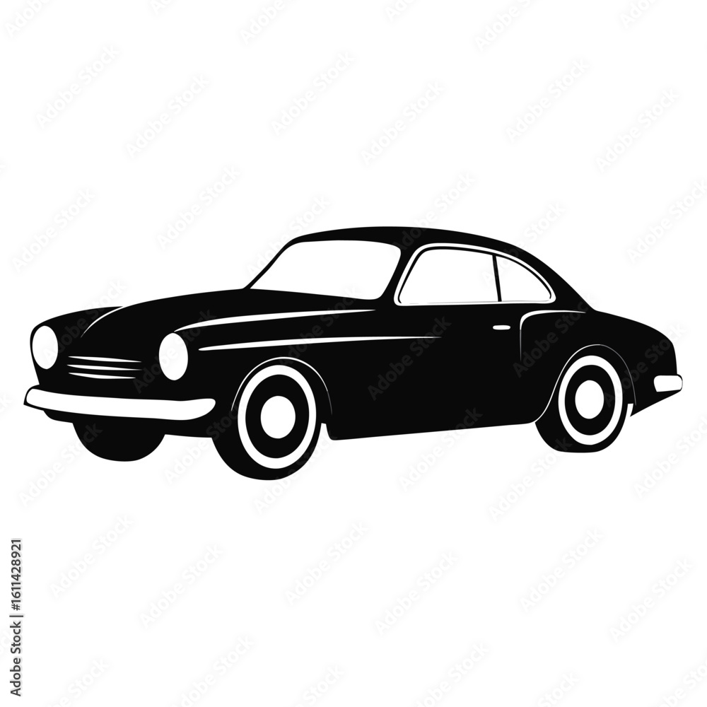 Obraz premium Elegant silhouette of a vintage automobile on a clean white background