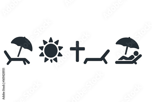 Illustration of vector icons representing leisure and relaxation activities