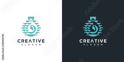 laboratory glass logo design. laboratory glass vector logo inspiration with people