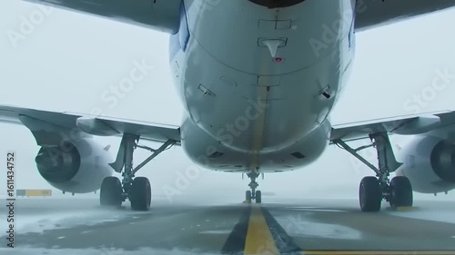 Airplane on a snowy runway
