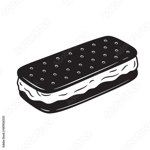 A classic ice cream sandwich vector illustration isolated on a clean white background