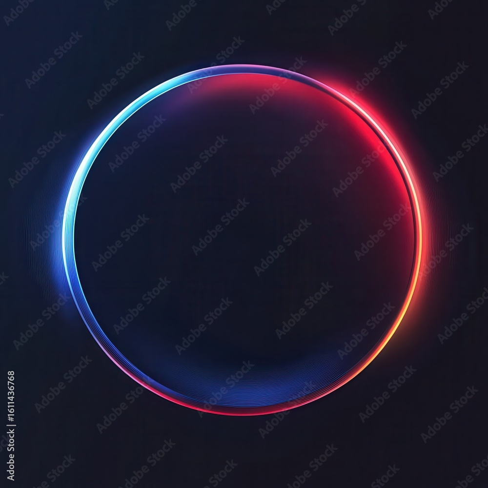 Fototapeta premium Glowing neon circle with vibrant red and blue gradient background --profile 773ghdn.