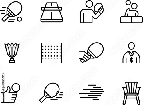 Collection of table tennis and badminton sport icons