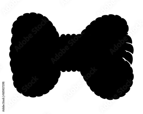 Stylized black silhouette of a pasta farfalle or bow tie on white