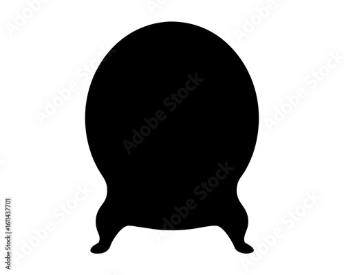 Silhouette of a Vintage Chair with a Tall Oval Backrest and Curved Legs
