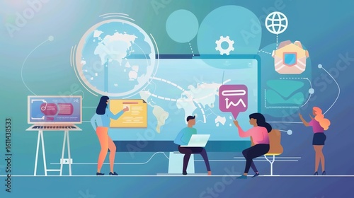 Modern Digital Learning Platform Interfaces for Online Education Systems, E-Course Designs and Virtual Classroom Experiences