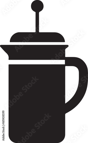Silhouette vector of a French press coffee maker, perfect for cafe branding, kitchen decor, and brew-related designs.