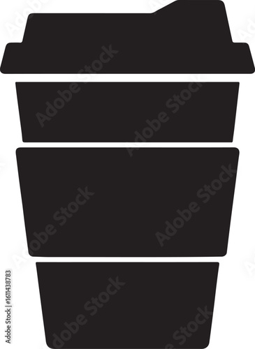 Silhouette vector of a takeaway coffee cup with lid, perfect for cafe branding, icons, or packaging designs.