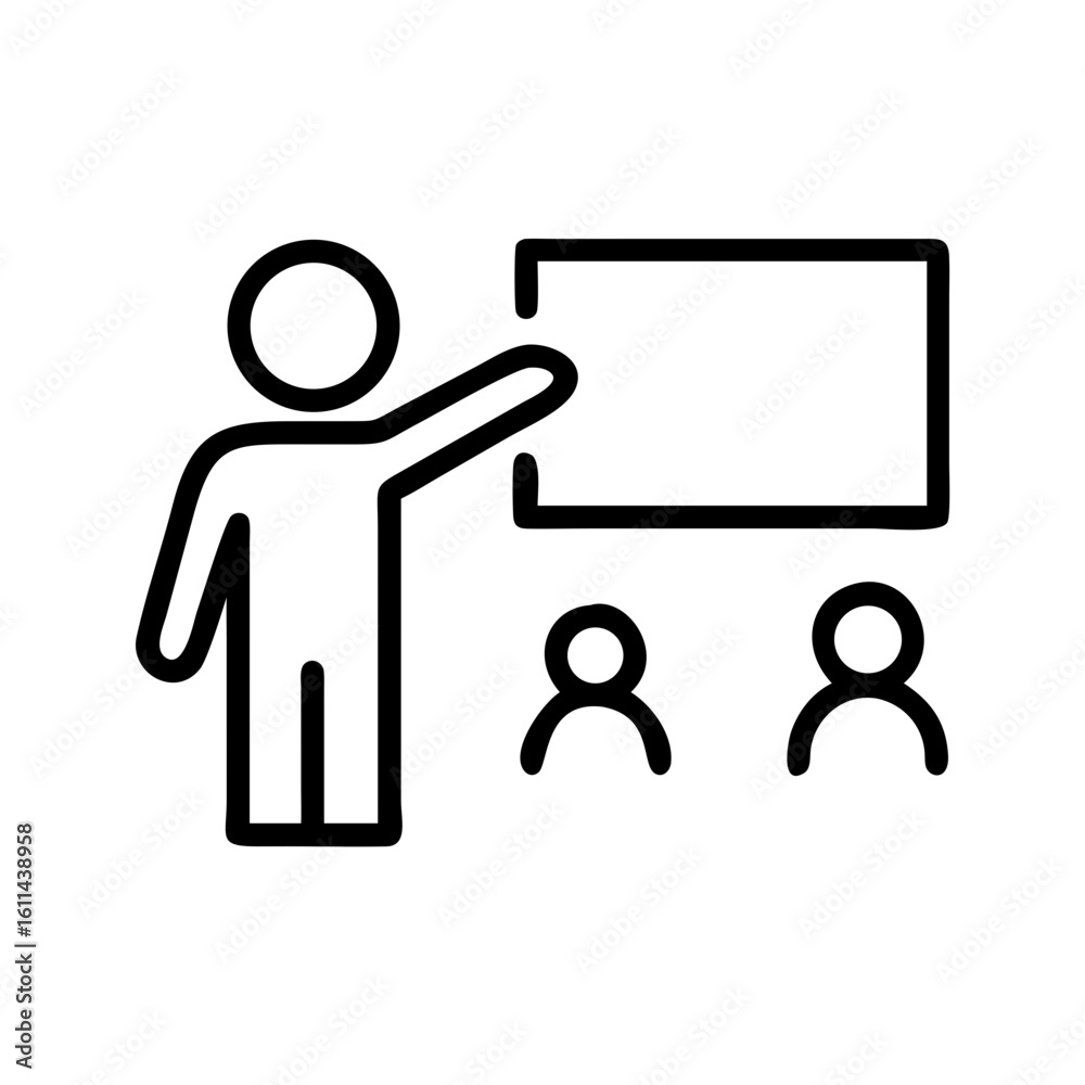 Fototapeta premium Person presenting information to an audience in a classroom setting - Concept of Back to School