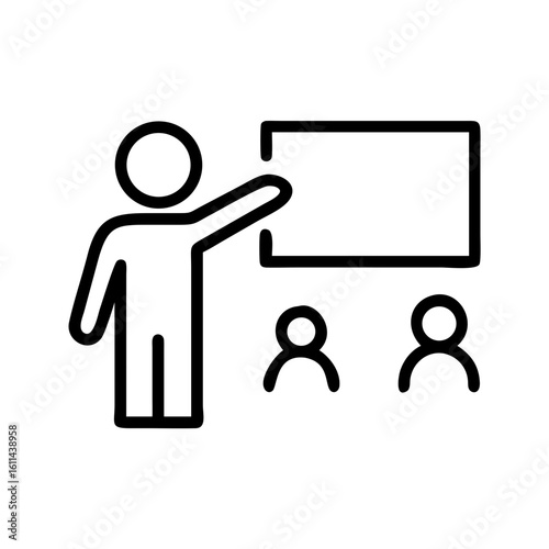 Person presenting information to an audience in a classroom setting - Concept of Back to School  