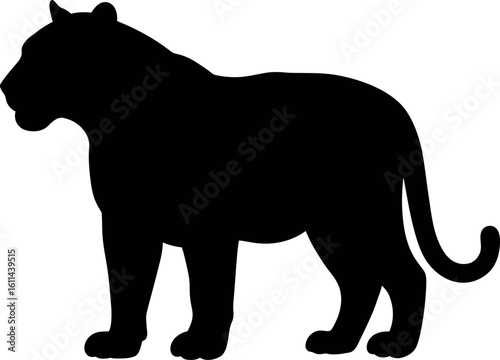 Black panther silhouette standing side view