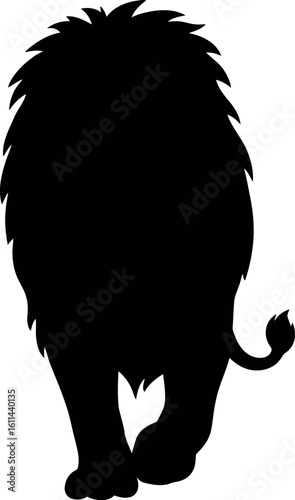 Majestic lion silhouette walking away